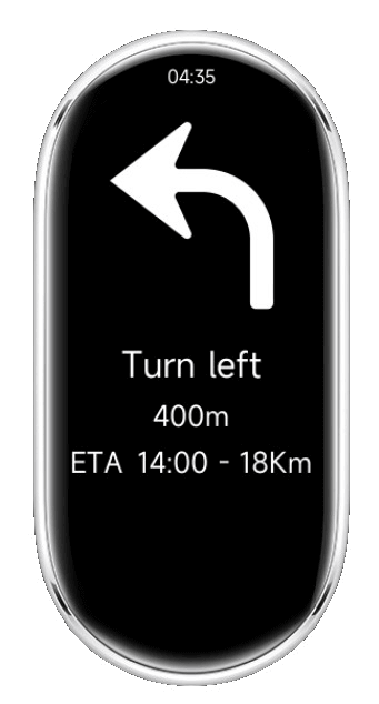 Notify Maps on Xiaomi watch with turn‑by‑turn navigation and next step card
