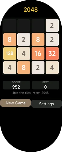 2048 game preview on Xiaomi Smart Band